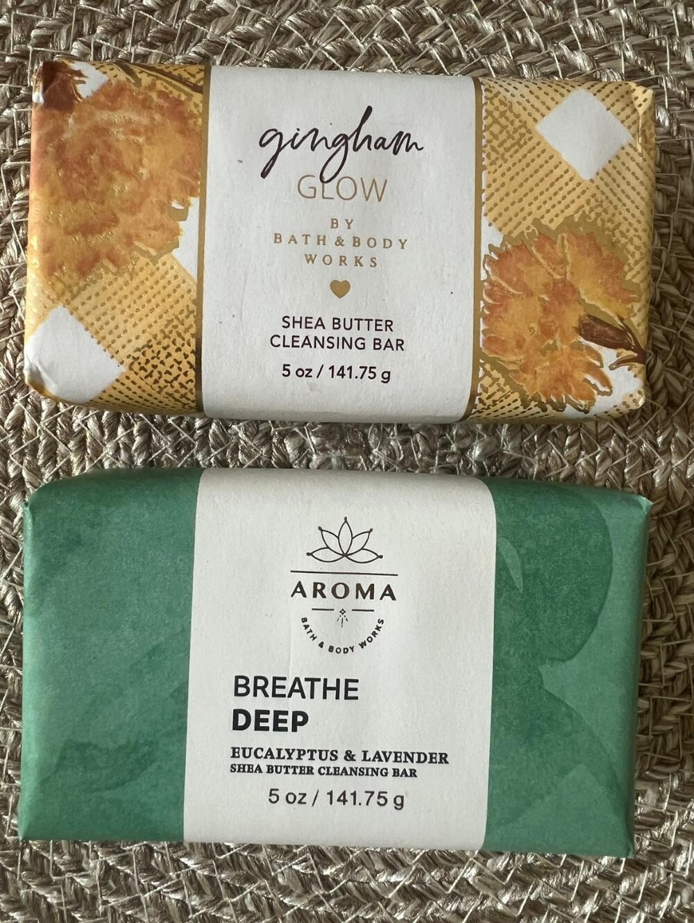 Lot of 2 Bath & Body Works Gingham Glow and Breathe Deep Soaps (New)